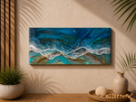 Load image into Gallery viewer, Handcrafted Ocean Resin Wall Art – 12” x 24” Coastal Wave on Wood Beach House Decor | Modern Coastal Artwork
