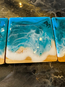 Beach Waves Resin Coaster - set of 4