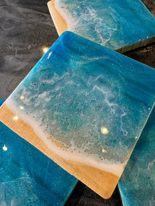 Beach Waves Resin Coaster - set of 4