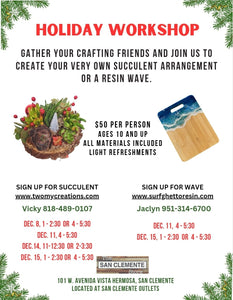 Sunday 12/15/24 4pm Resin Class - Bamboo Serving Board- San Clemente Outlets