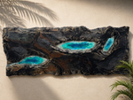 Load image into Gallery viewer, Resin art-bright blue lakes in dark stone

