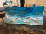 Load image into Gallery viewer, Handcrafted Ocean Resin Wall Art – 12” x 24” Coastal Wave on Wood Beach House Decor | Modern Coastal Artwork
