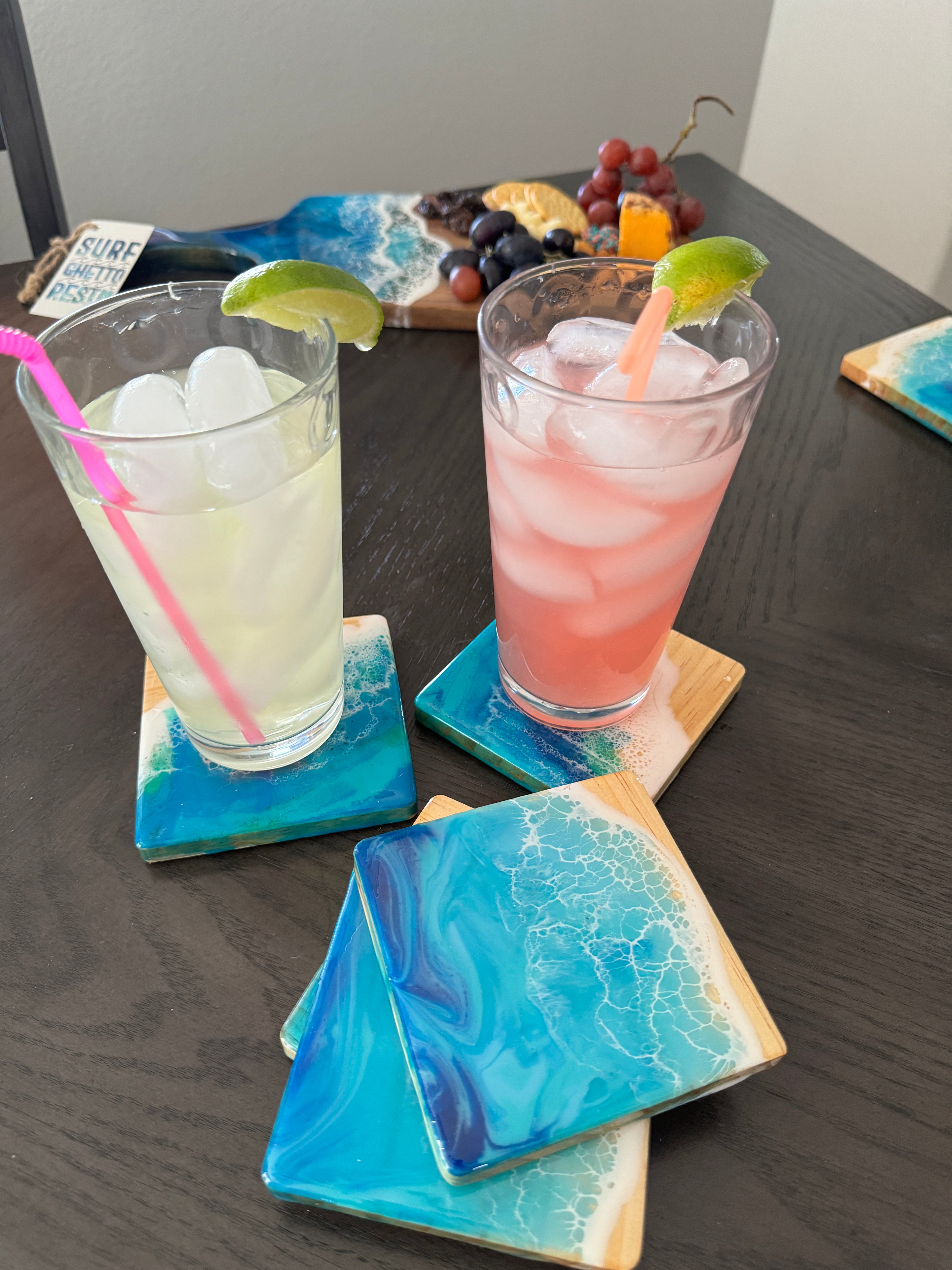 Beach Waves Resin Coaster - set of 4